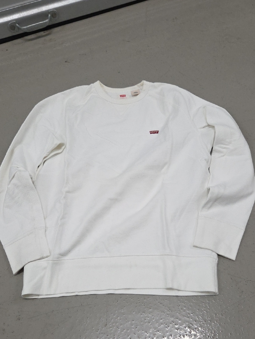 Levi's White Crewneck Sweatshirt with Small Red Logo